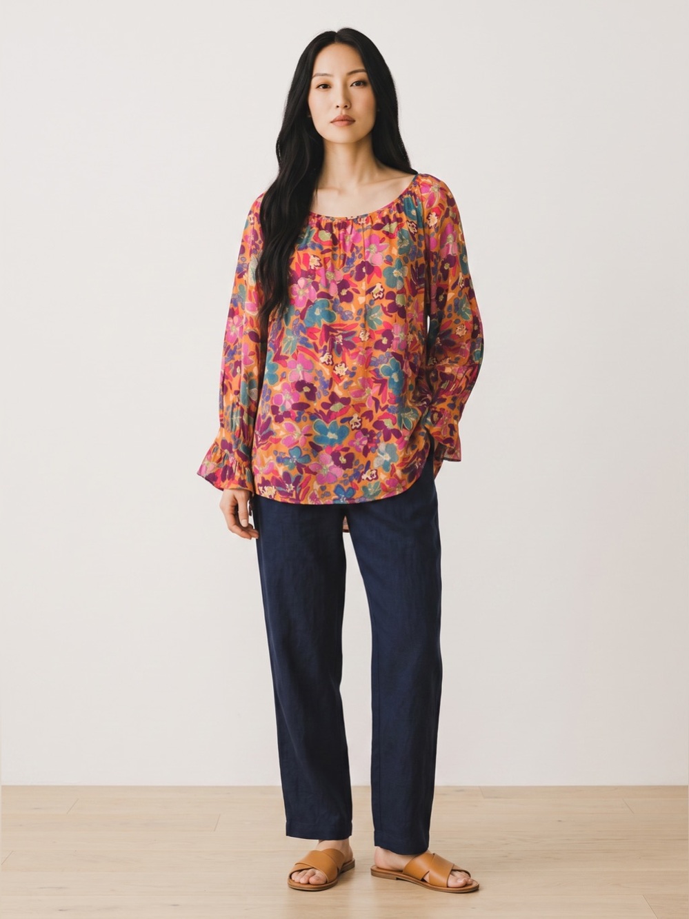 easel Floral Peasant Blouse
